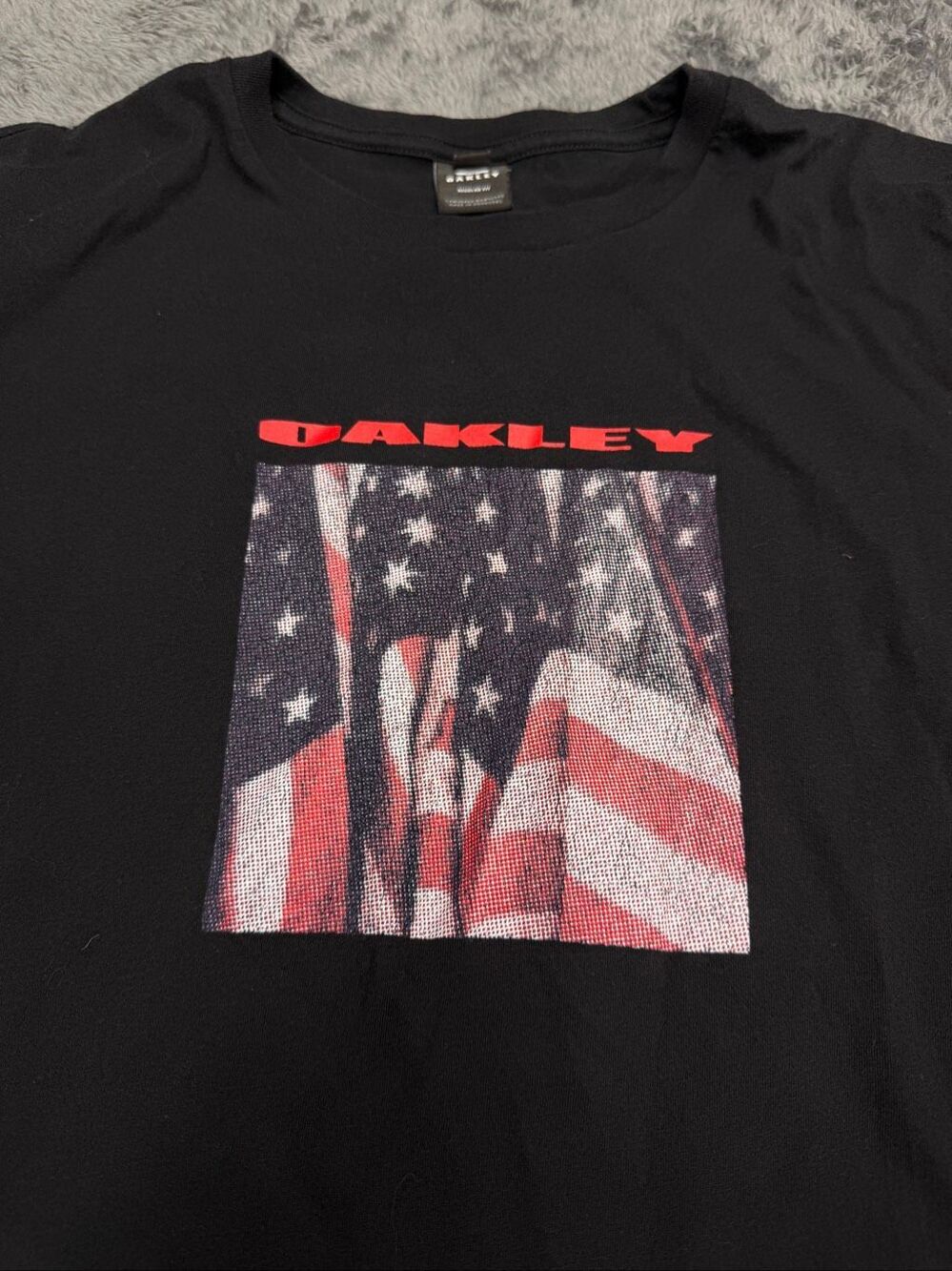 Oakley USA American Flag Graphic Black T-Shirt Size 2XL